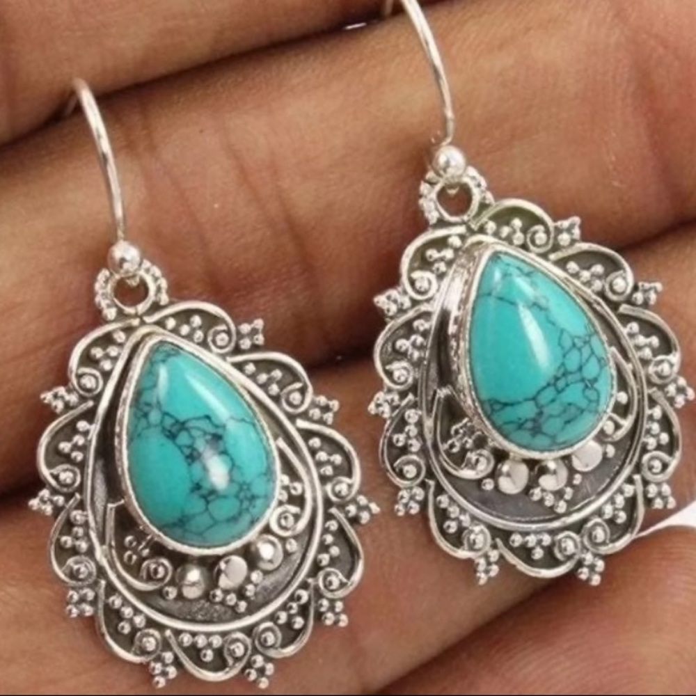 NEW Turquoise Vintage Style Tear Drop Dangle Fashion Earrings